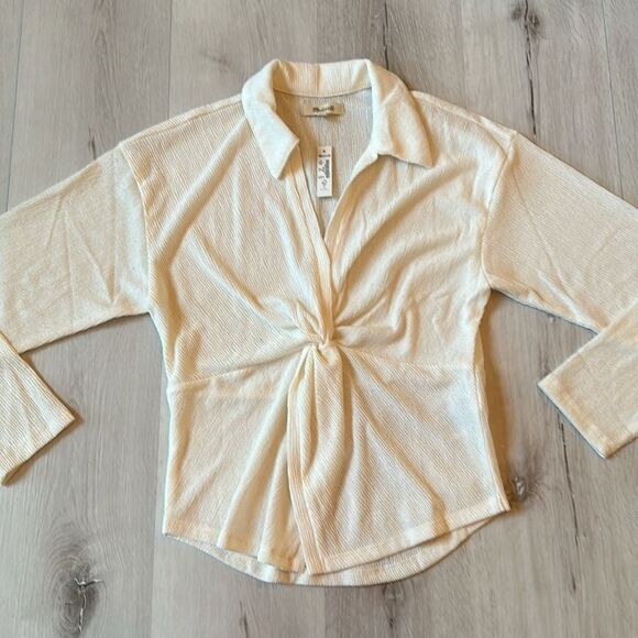 Madewell Twist-Front Long-Sleeve Top Small Lighthouse Color Nwt - Picture 6 of 8